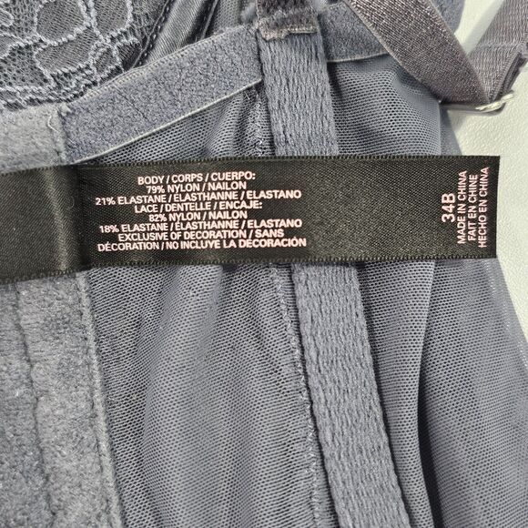Victoria’s Secret 2014 Gray Lace Mesh & Rhinestone Lingerie Corset Top size 34B - Picture 8 of 10